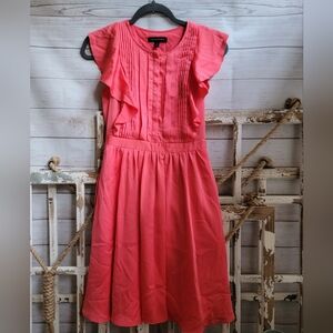 Banana Republic Coral Ruffle Midi Dress- 00P